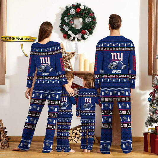 New York Giants Personalized Pajamas Set Christmas Gift For Family AZCPYZAM024