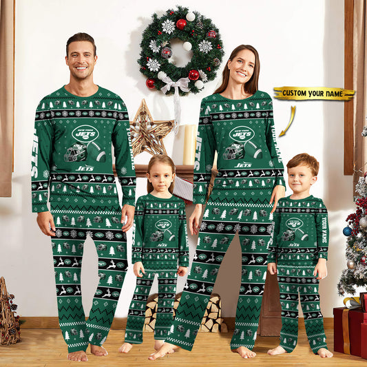 New York Jets Personalized Pajamas Set Christmas Gift For Family AZCPYZAM025