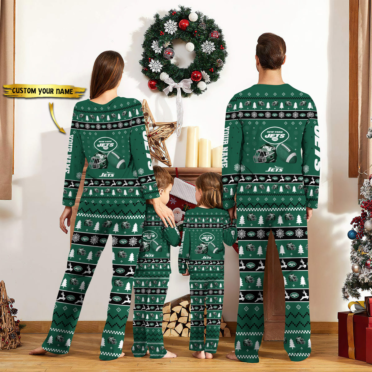 New York Jets Personalized Pajamas Set Christmas Gift For Family AZCPYZAM025