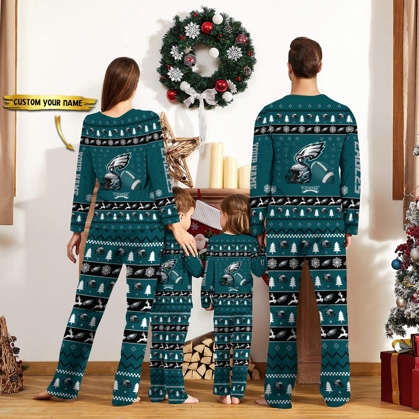 Philadelphia Eagles Personalized Pajamas Set Christmas Gift For Family AZCPYZAM026