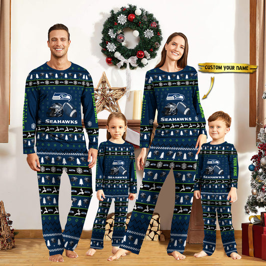 Seattle Seahawks Personalized Pajamas Set Christmas Gift For Family AZCPYZAM029