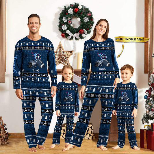 Tennessee Titans Personalized Pajamas Set Christmas Gift For Family AZCPYZAM031