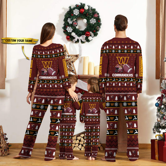 Washington Commanders Personalized Pajamas Set Christmas Gift For Family AZCPYZAM032