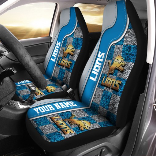 Detroit Lions Personalized Car Seat Covers BGCSC644