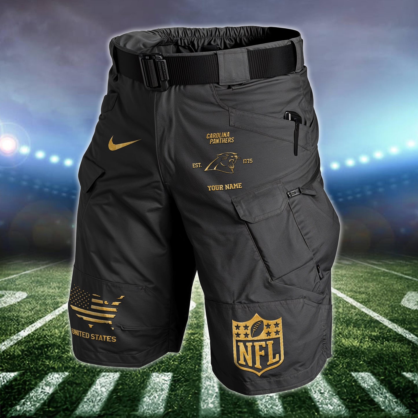 Carolina Panthers Limited Edition Front Pockets Men Shorts (Belt Not Included) AZBTFPMS000062