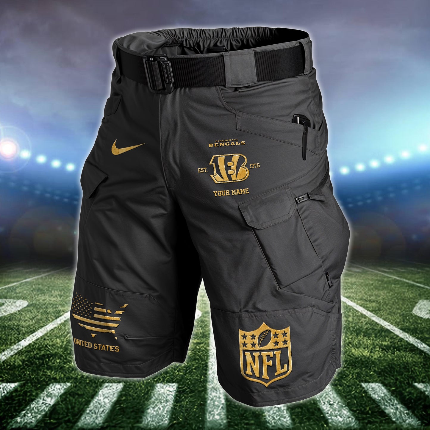 Cincinnati Bengals Limited Edition Front Pockets Men Shorts (Belt Not Included) AZBTFPMS000064