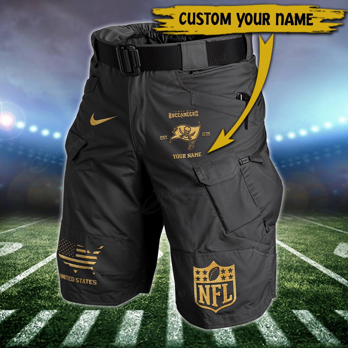 Tampa Bay Buccaneers Limited Edition Front Pockets Men Shorts (Belt Not Included) AZBTFPMS000046