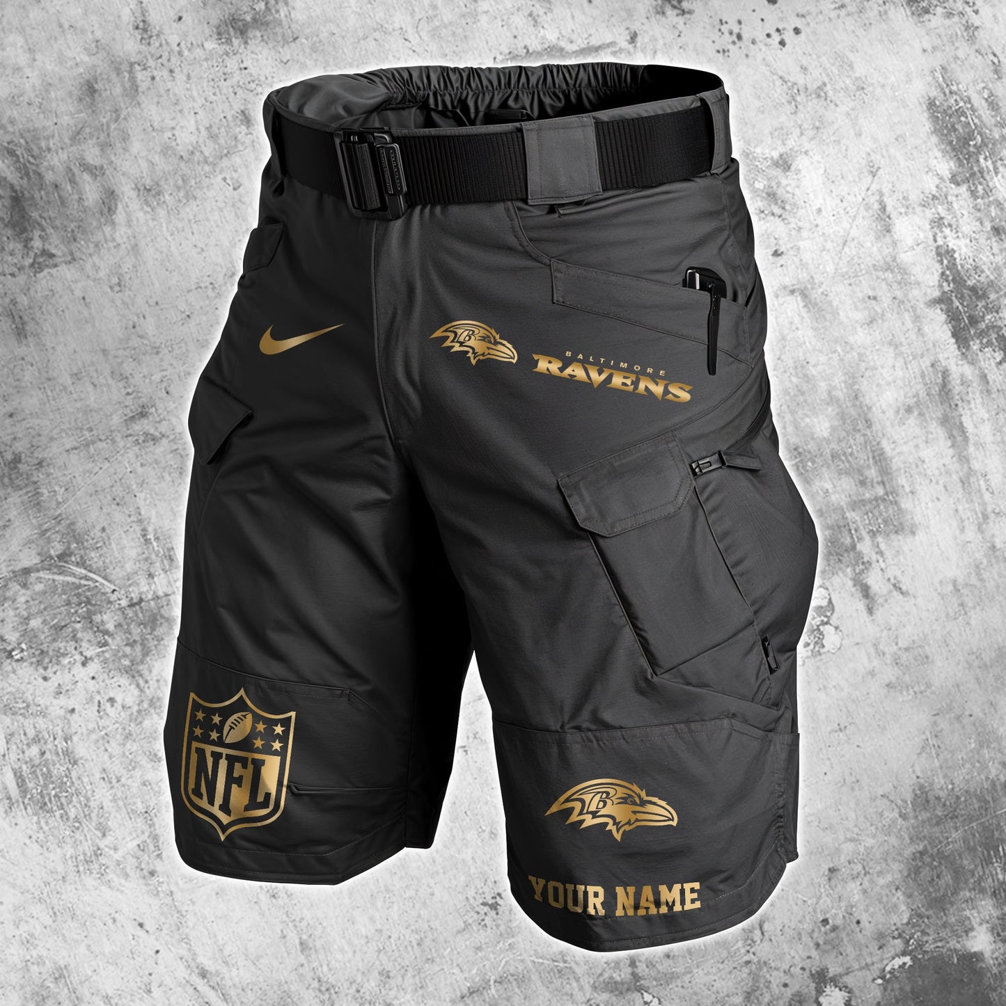 Baltimore Ravens Limited Edition Front Pockets Men Shorts (Belt Not Included) AZBTFPMS000035