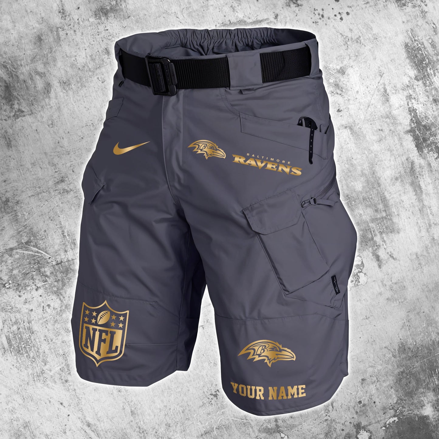 Baltimore Ravens Limited Edition Front Pockets Men Shorts (Belt Not Included) AZBTFPMS000035