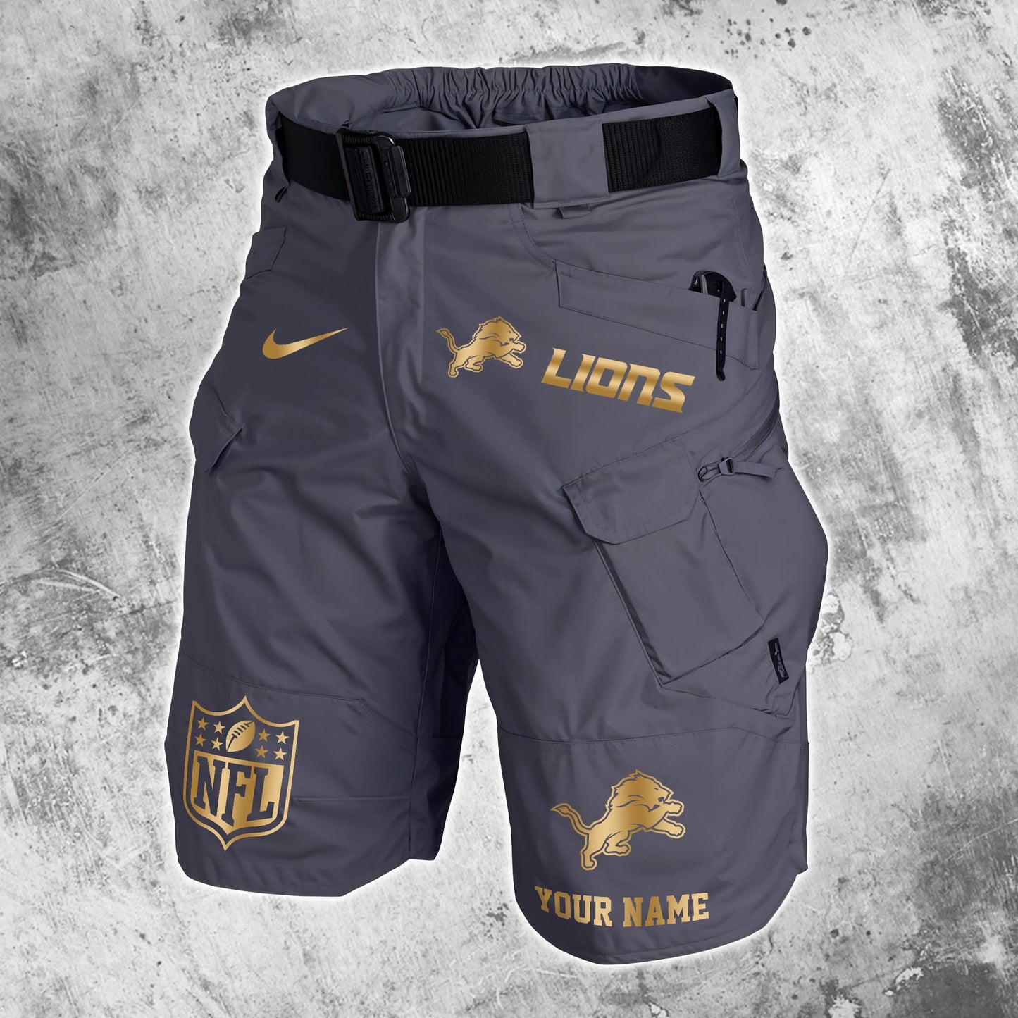Detroit Lions Limited Edition Front Pockets Men Shorts (Belt Not Included) AZBTFPMS000007