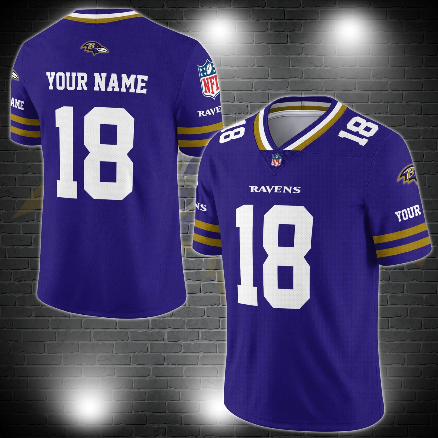 Baltimore Ravens Personalized V-neck Football Jersey Sport Gifts For Fan AZCVFJ061