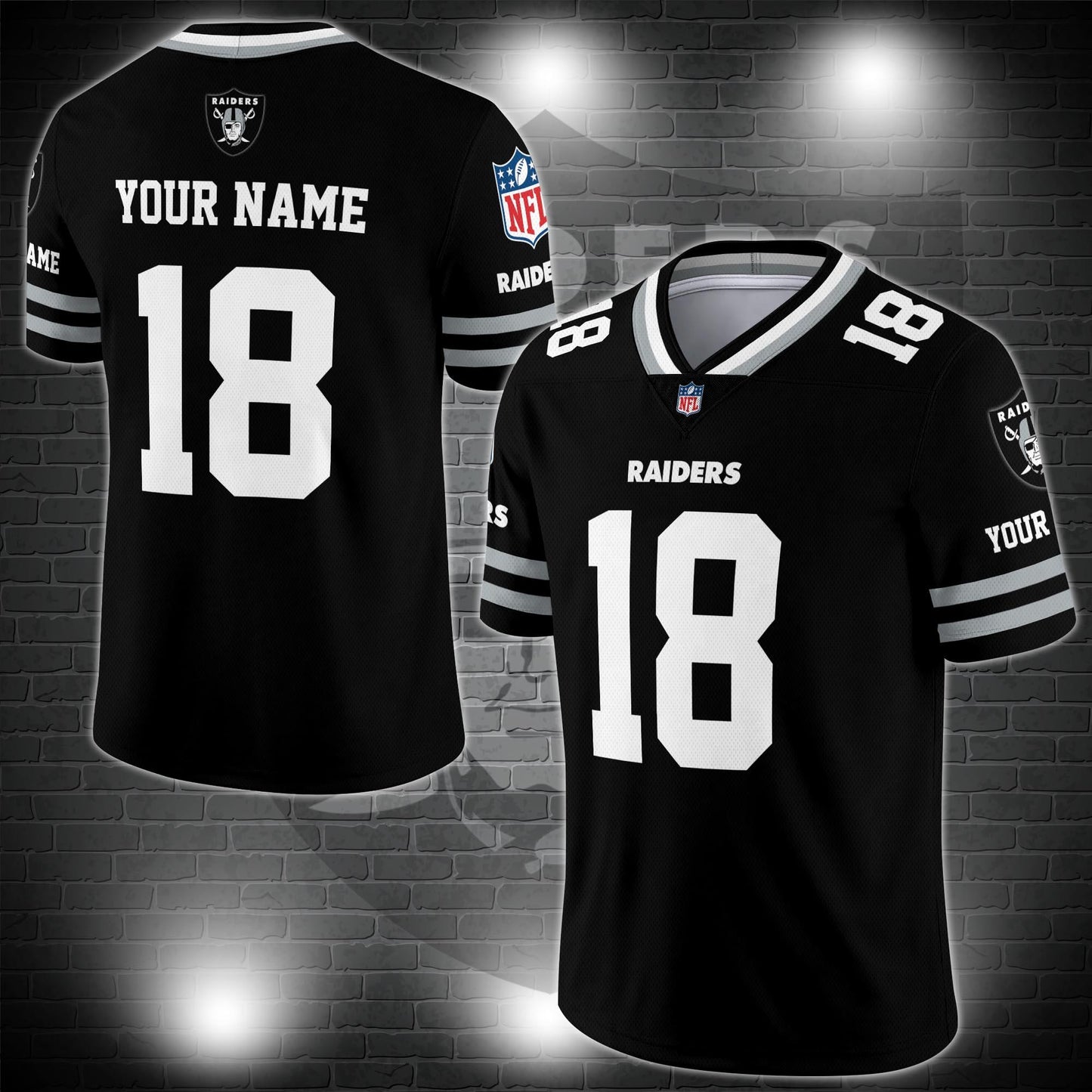 Las Vegas Raiders Personalized V-neck Football Jersey Sport Gifts For Fan AZCVFJ047
