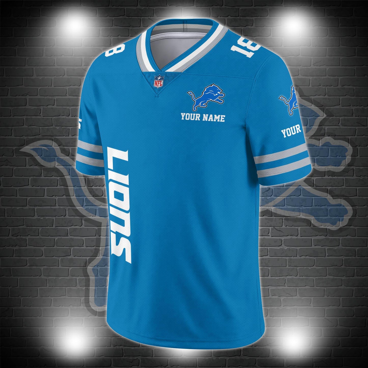 Detroit Lions Personalized V-neck Football Jersey Sport Gifts For Fan AZCVFJ022