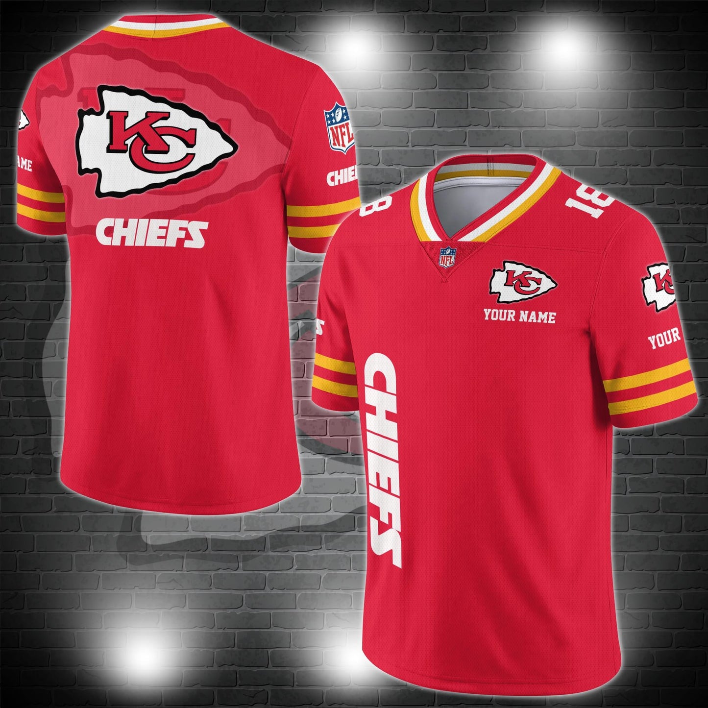 Kansas City Chiefs Personalized V-neck Football Jersey Sport Gifts For Fan AZCVFJ017