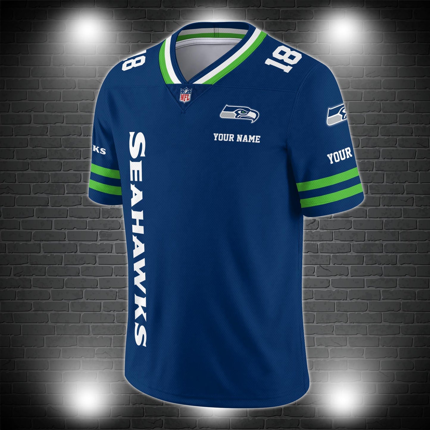Seattle Seahawks Personalized V-neck Football Jersey Sport Gifts For Fan AZCVFJ006