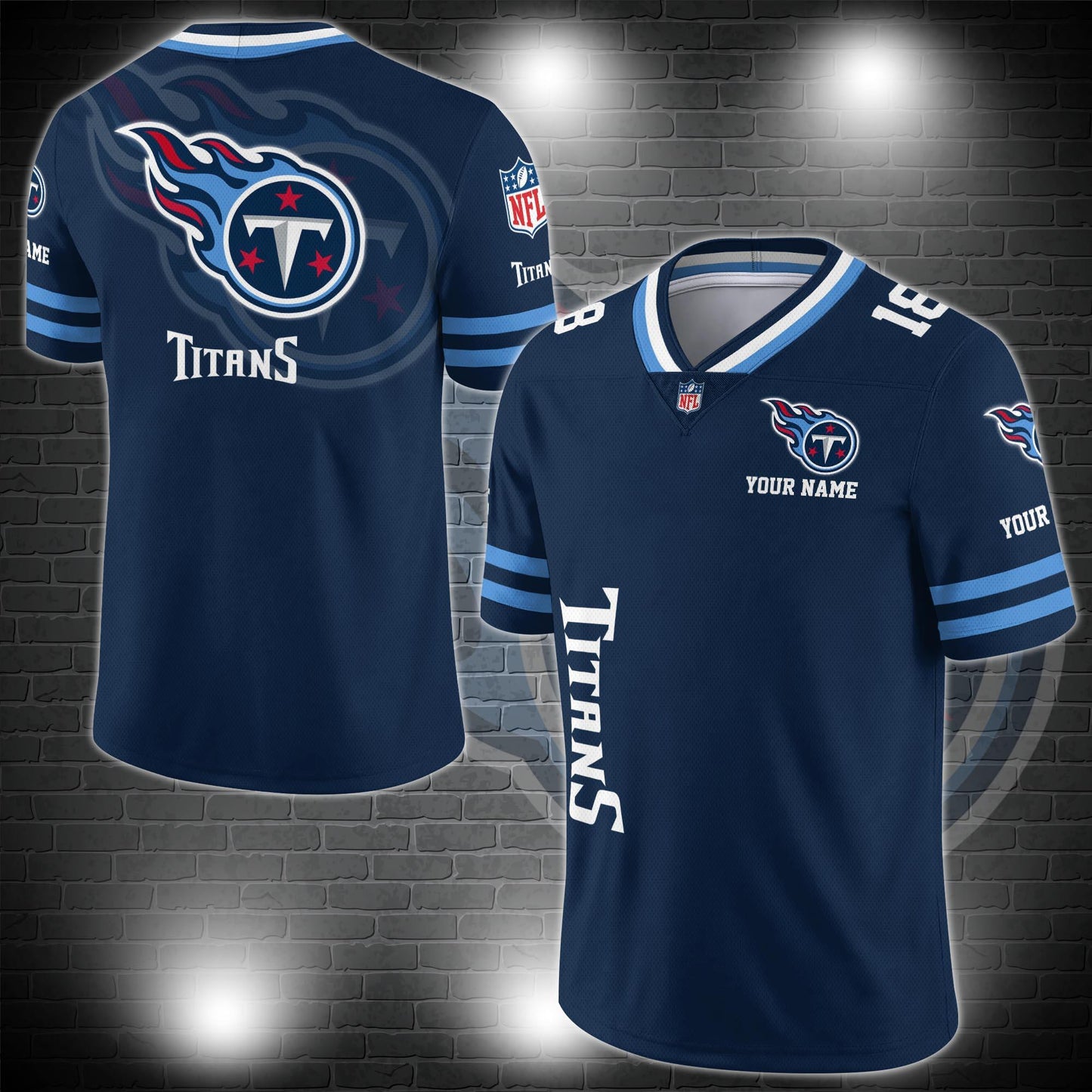 Tennessee Titans Personalized V-neck Football Jersey Sport Gifts For Fan AZCVFJ004