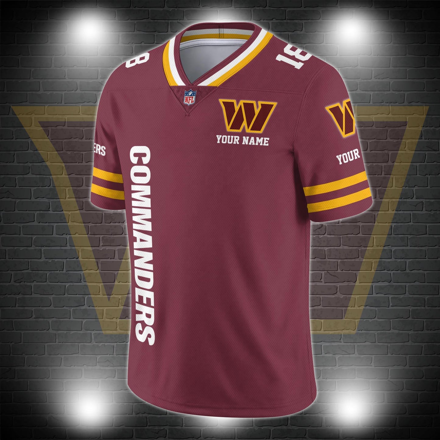 Washington Commanders Personalized V-neck Football Jersey Sport Gifts For Fan AZCVFJ003