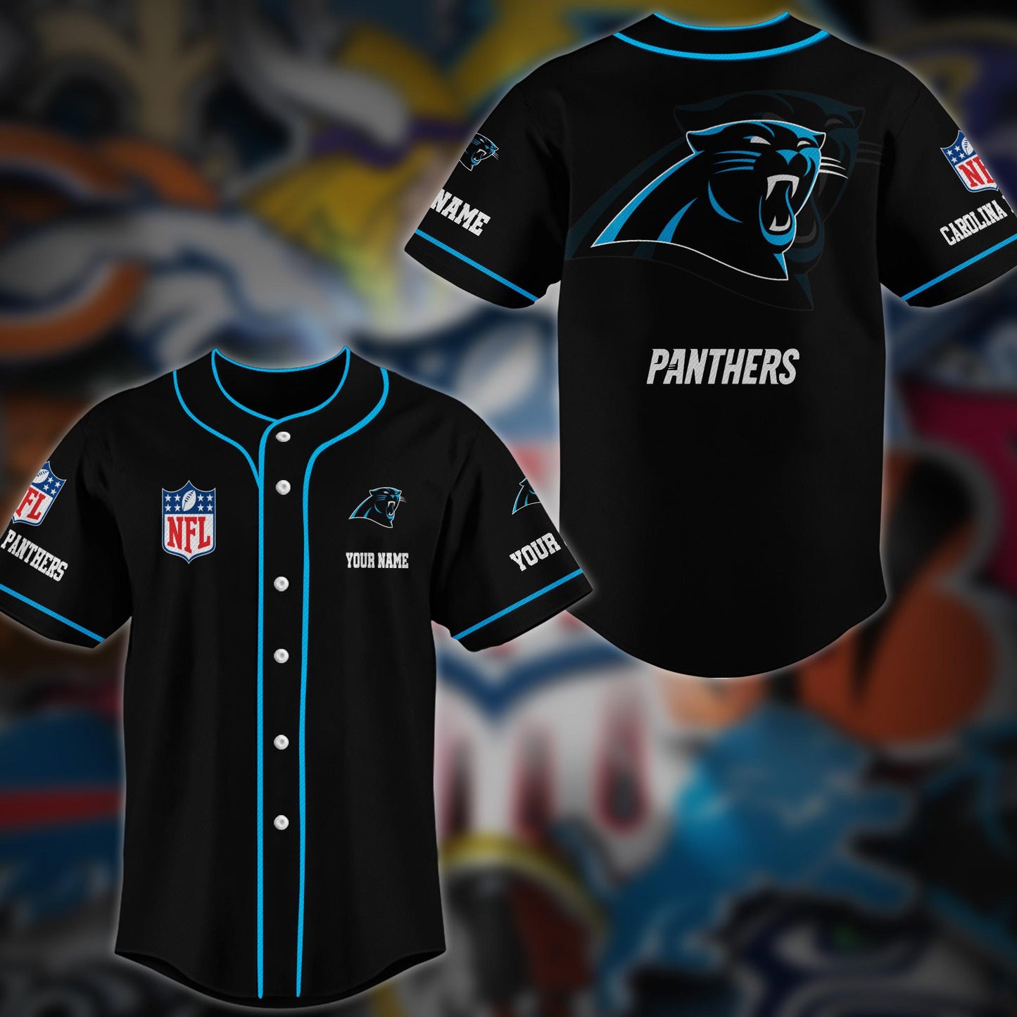 Carolina Panthers Personalized Baseball Jersey AZCBJS103