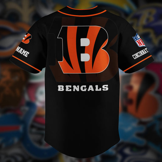 Cincinnati Bengals Personalized Baseball Jersey AZCBJS105