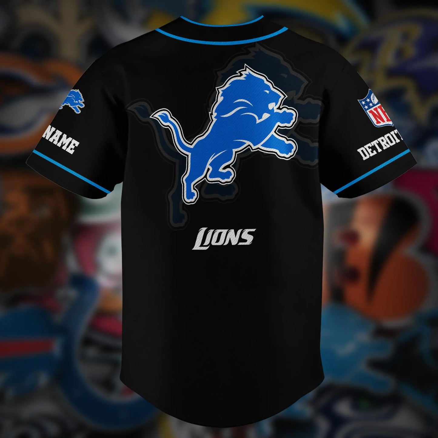 Detroit Lions Personalized Baseball Jersey AZCBJS109