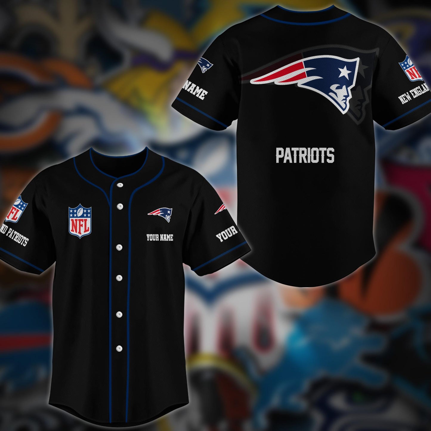 New England Patriots Personalized Baseball Jersey AZCBJS120