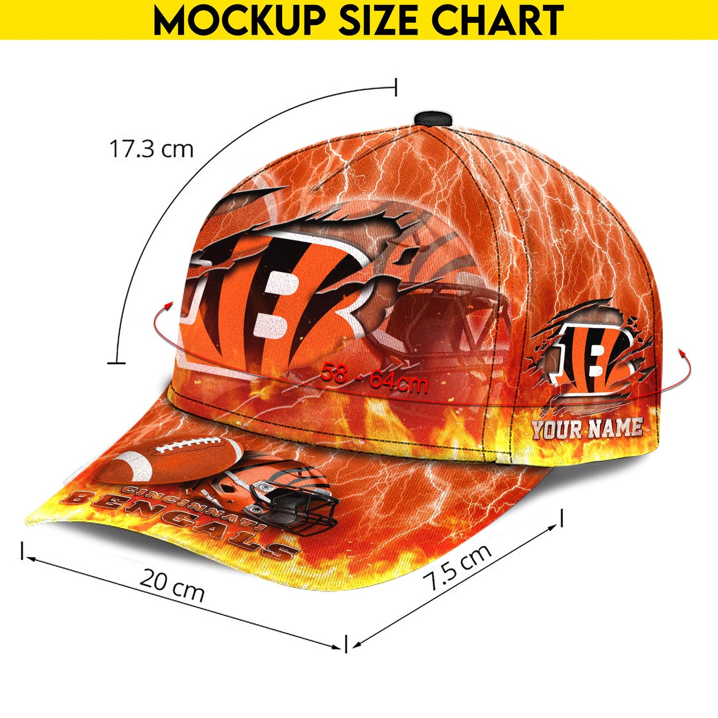 Cincinnati Bengals Personalized Classic Cap BB850