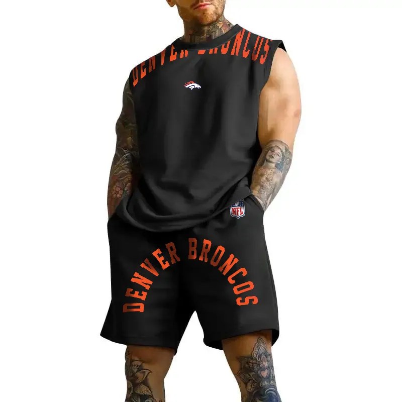 Denver Broncos Combo Men Jersey Tank Top and Shorts AZICOTATTMS00006
