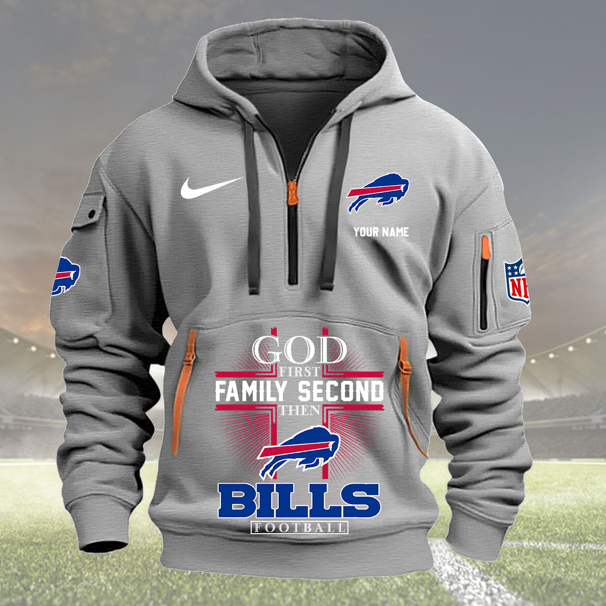 Buffalo Bills Personalized Quarter Zip Hoodie New Collection AZBTQZH000244