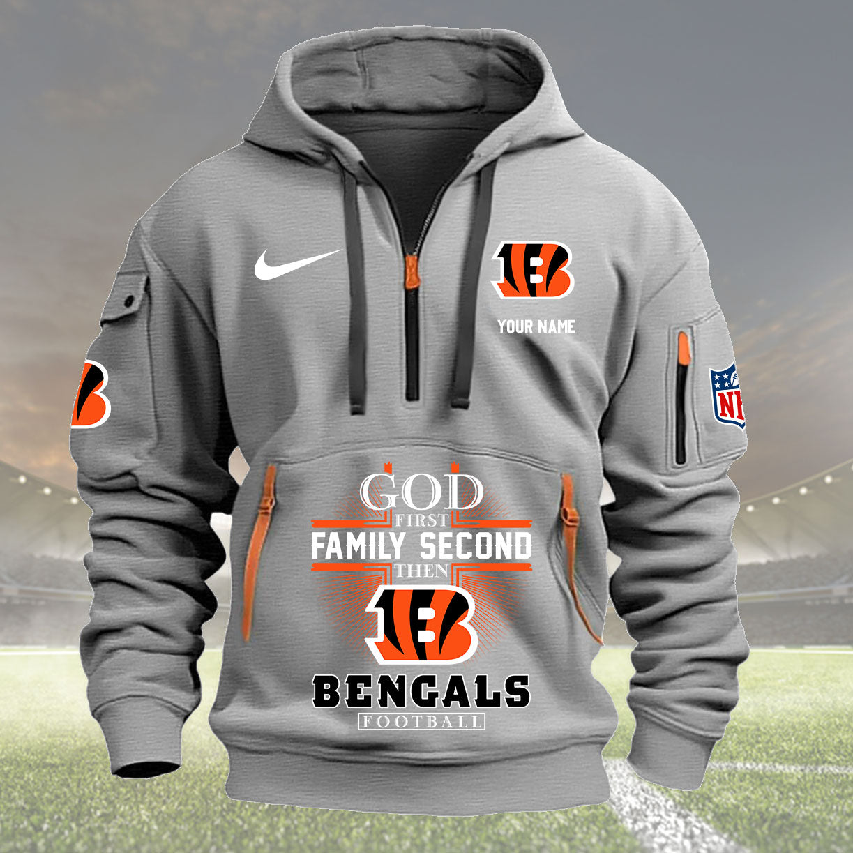 Cincinnati Bengals Personalized Quarter Zip Hoodie New Collection AZBTQZH000247