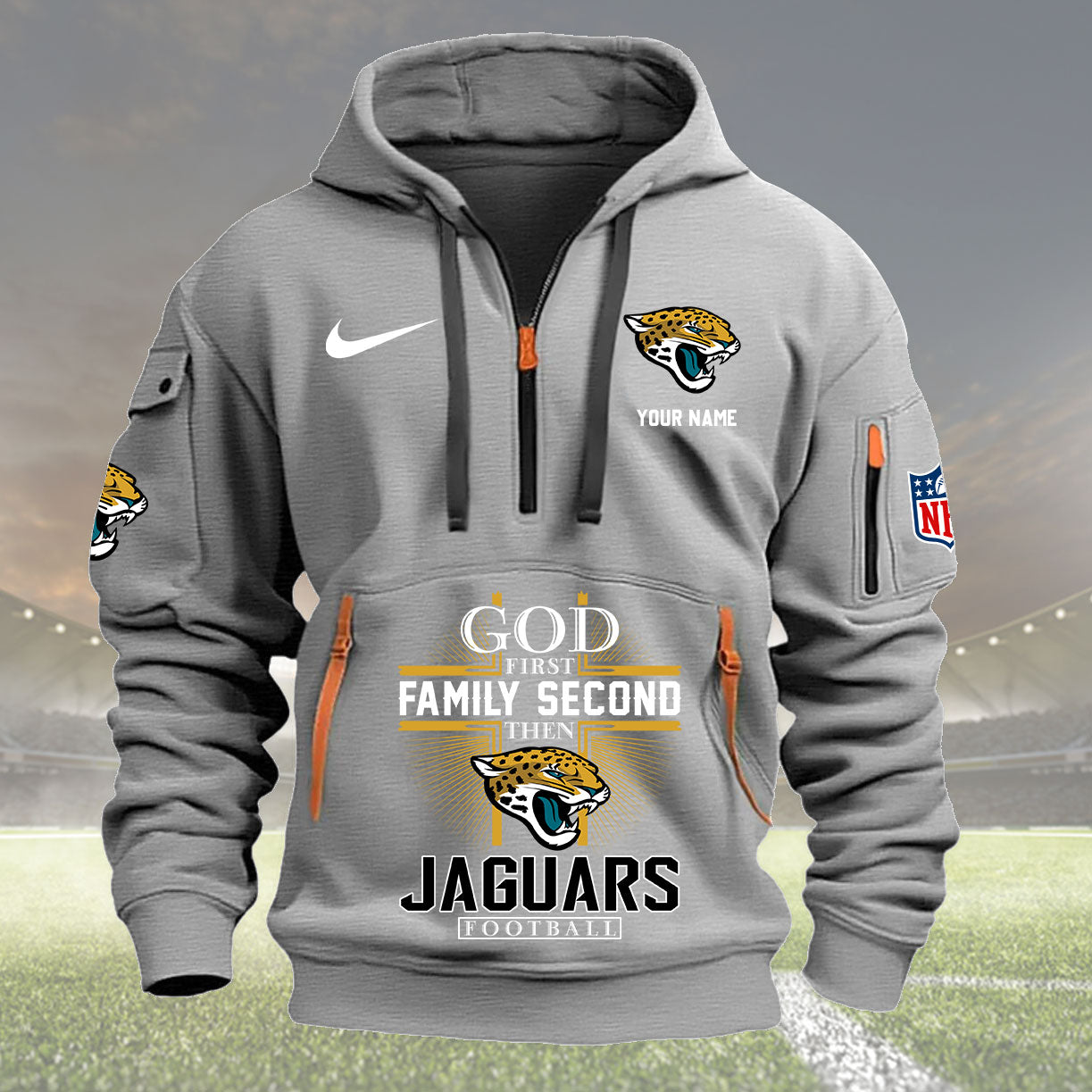 Jacksonville Jaguars Personalized Quarter Zip Hoodie New Collection AZBTQZH000255
