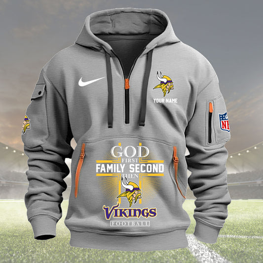 Minnesota Vikings Personalized Quarter Zip Hoodie New Collection AZBTQZH000258