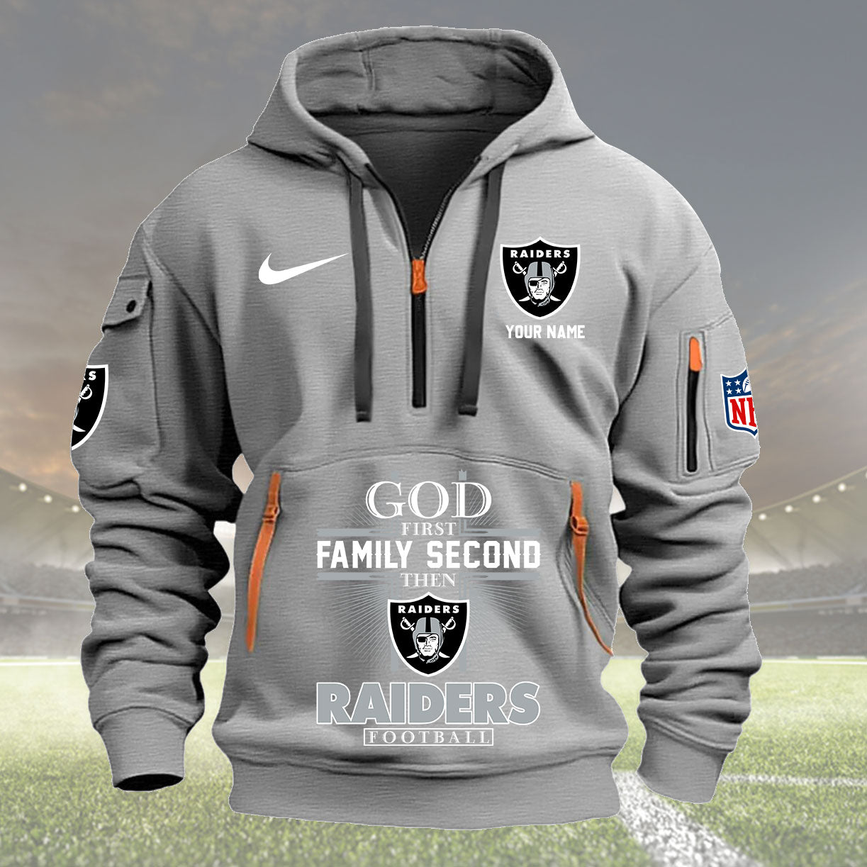 Las Vegas Raiders Personalized Quarter Zip Hoodie New Collection AZBTQZH000263