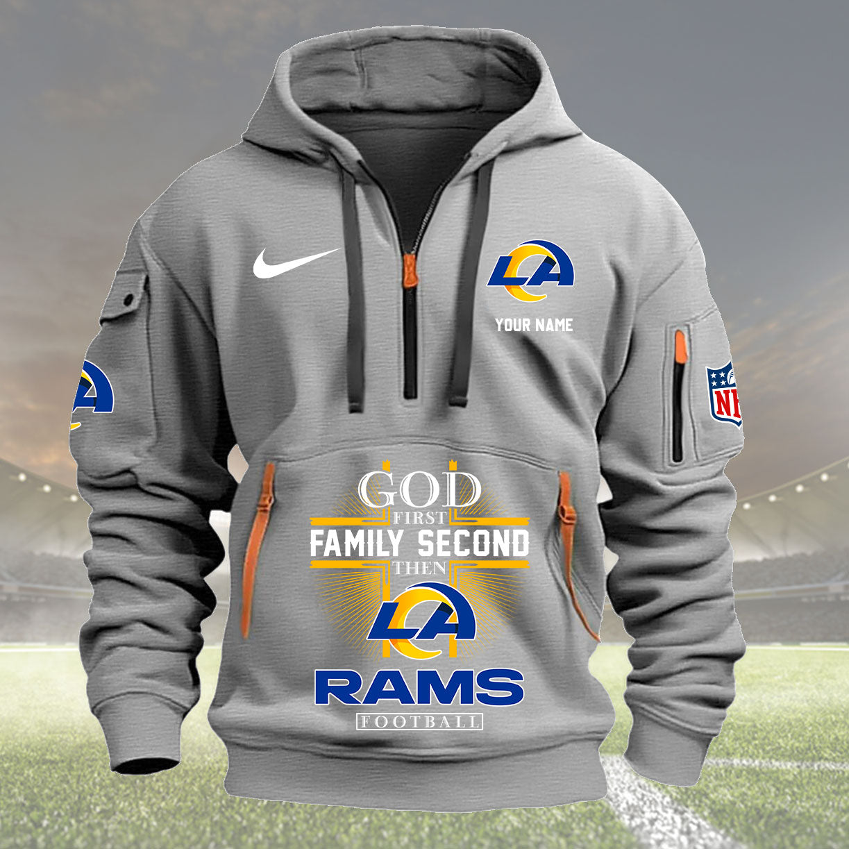 Los Angeles Rams Personalized Quarter Zip Hoodie New Collection AZBTQZH000266