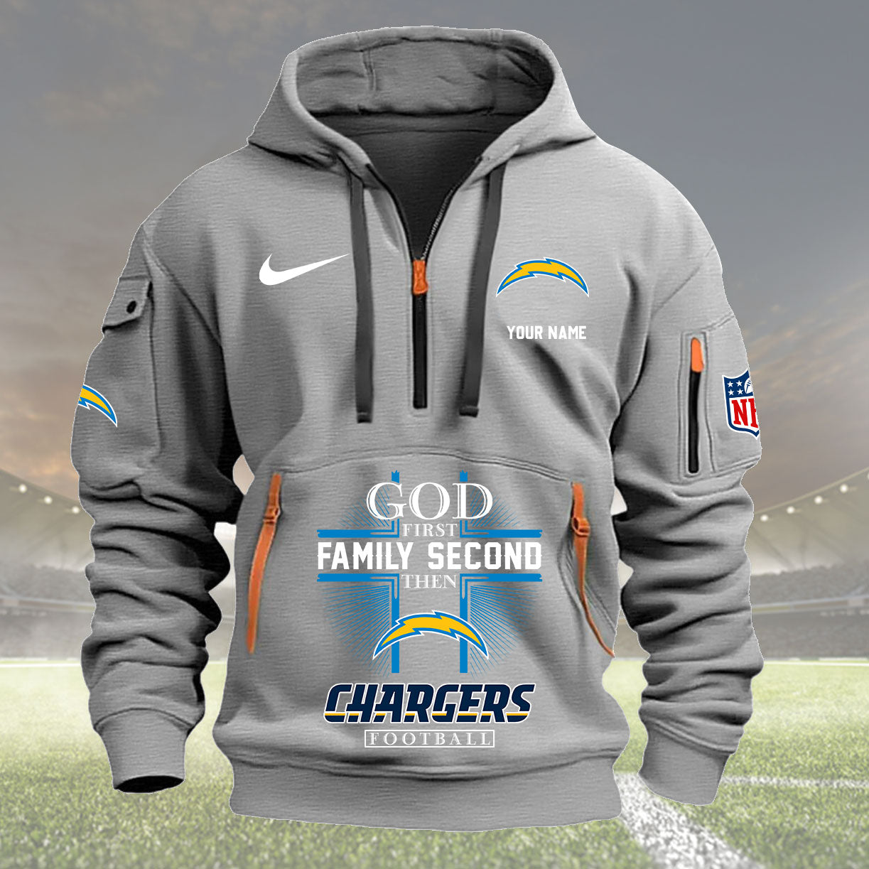 Los Angeles Chargers Personalized Quarter Zip Hoodie New Collection AZBTQZH000267