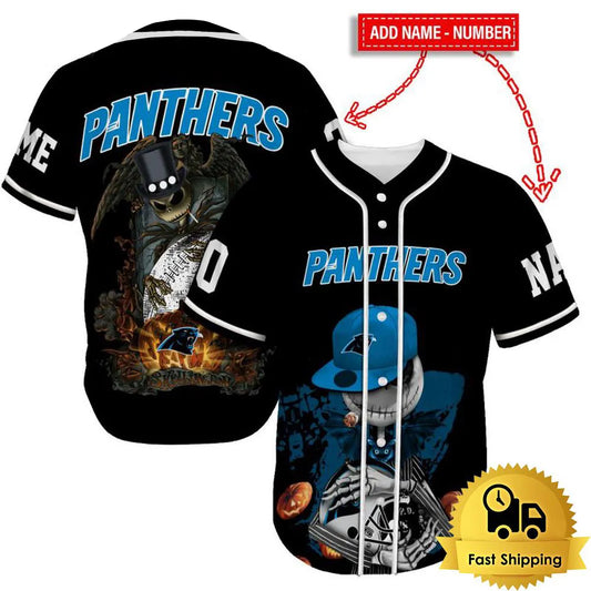 Carolina Panthers x Halloween Custom Baseball Jersey HA122