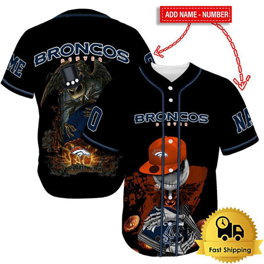 Denver Broncos x Halloween Custom Baseball Jersey HA127