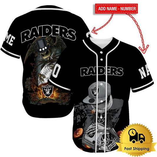 Las Vegas Raiders x Halloween Custom Baseball Jersey HA135