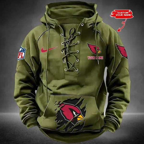 Arizona Cardinals Custom Lace-Up Drawstring Hoodie HA01