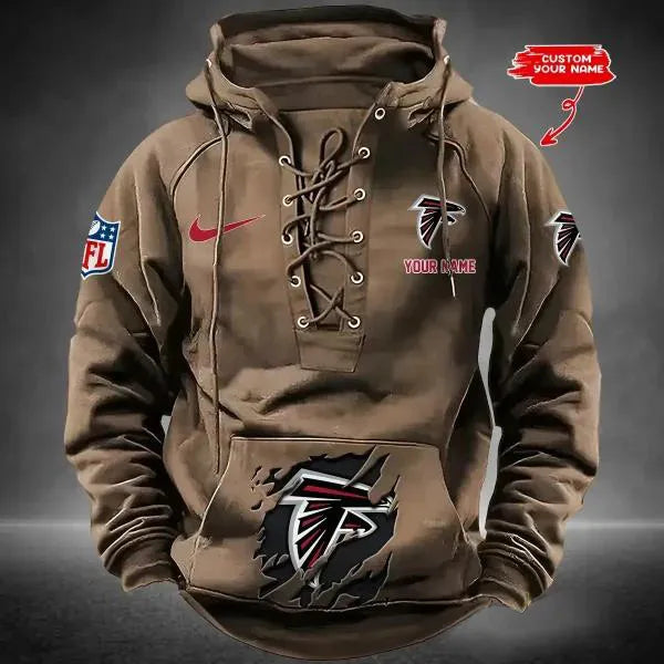 Atlanta Falcons Custom Lace-Up Drawstring Hoodie HA02