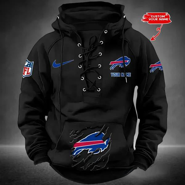Buffalo Bills Custom Lace-Up Drawstring Hoodie HA04