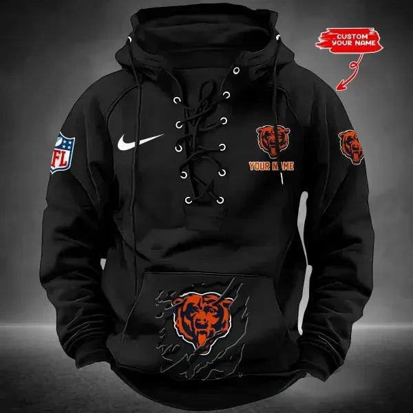 Chicago Bears Custom Lace-Up Drawstring Hoodie HA06