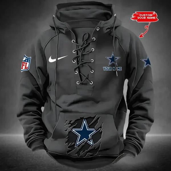 Dallas Cowboys Custom Lace-Up Drawstring Hoodie HA09
