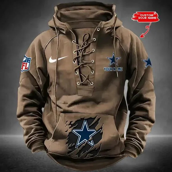 Dallas Cowboys Custom Lace-Up Drawstring Hoodie HA09