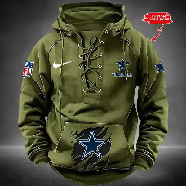 Dallas Cowboys Custom Lace-Up Drawstring Hoodie HA09