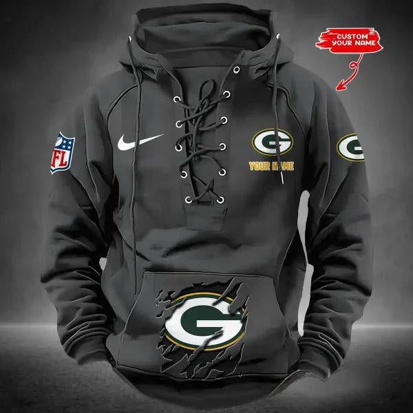 Green Bay Packers Custom Lace-Up Drawstring Hoodie HA12