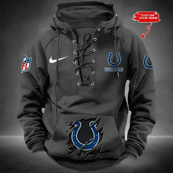 Indianapolis Colts Custom Lace-Up Drawstring Hoodie HA13