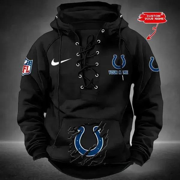 Indianapolis Colts Custom Lace-Up Drawstring Hoodie HA13