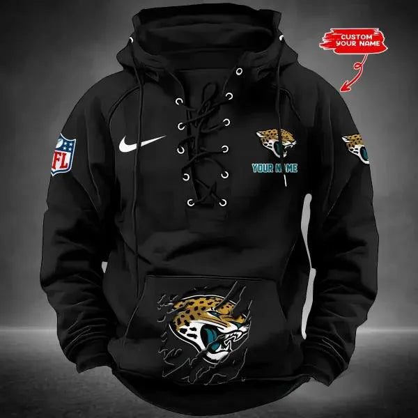 Jacksonville Jaguars Custom Lace-Up Drawstring Hoodie HA14