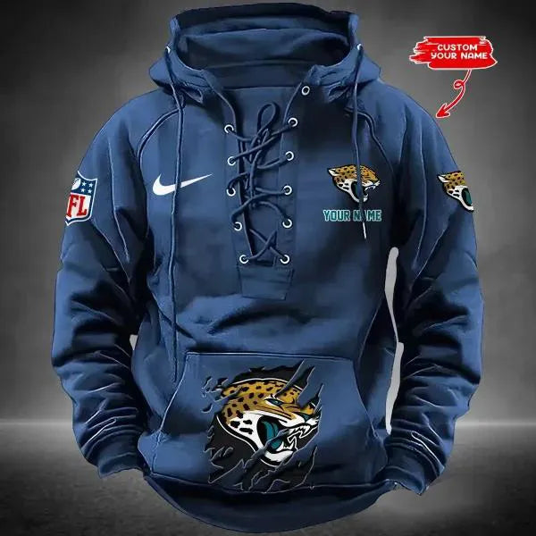 Jacksonville Jaguars Custom Lace-Up Drawstring Hoodie HA14