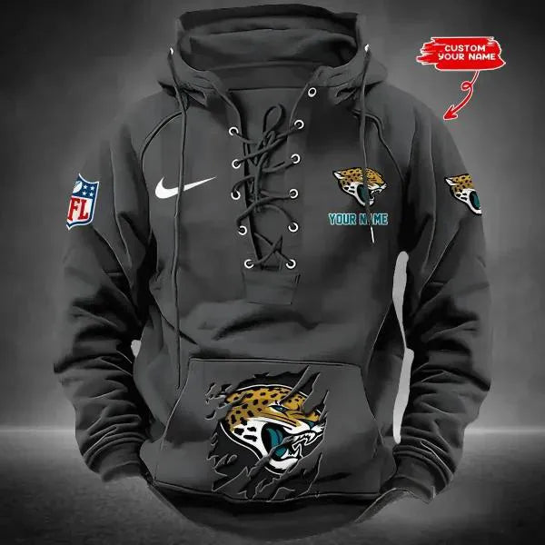 Jacksonville Jaguars Custom Lace-Up Drawstring Hoodie HA14